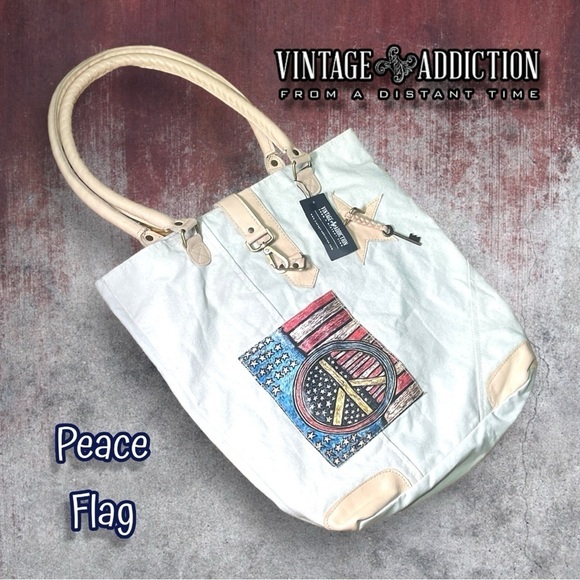 Vintage Addiction Peace Flag Tote - Picture 1 of 16